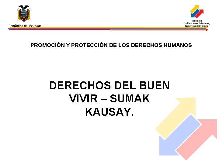 República del Ecuador PROMOCIÓN Y PROTECCIÓN DE LOS DERECHOS HUMANOS DERECHOS DEL BUEN VIVIR