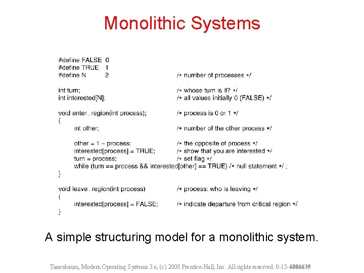 Monolithic Systems A simple structuring model for a monolithic system. Tanenbaum, Modern Operating Systems