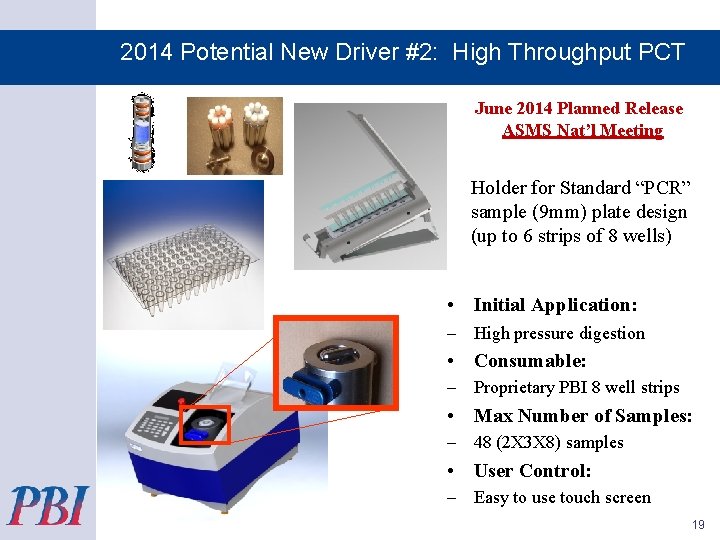 2014 Potential New Driver #2: High Throughput PCT June 2014 Planned Release ASMS Nat’l