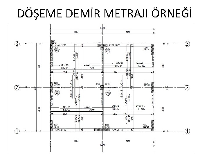 DÖŞEME DEMİR METRAJI ÖRNEĞİ 