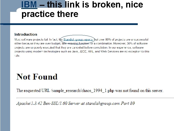 IBM – this link is broken, nice practice there http: //www. standishgroup. com/sample_research/chaos_1994_1. php