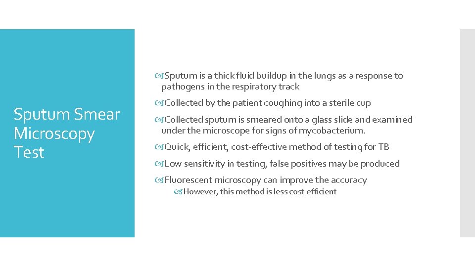  Sputum is a thick fluid buildup in the lungs as a response to