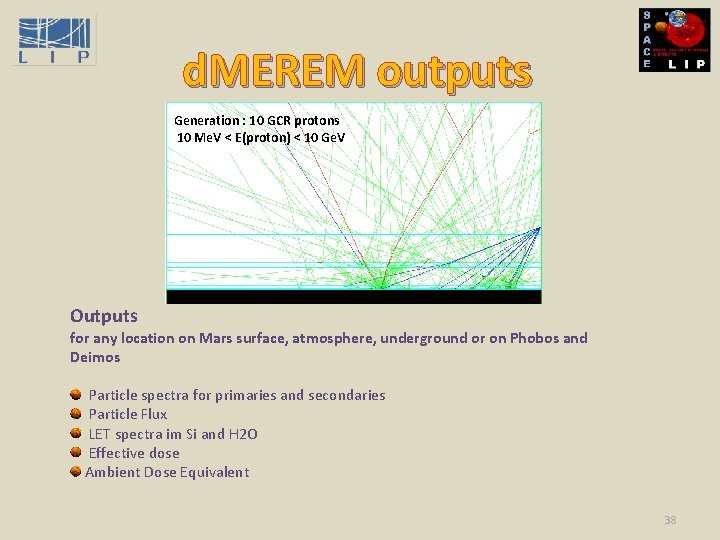 d. MEREM outputs Generation : 10 GCR protons 10 Me. V < E(proton) <