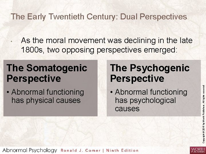 The Early Twentieth Century: Dual Perspectives As the moral movement was declining in the
