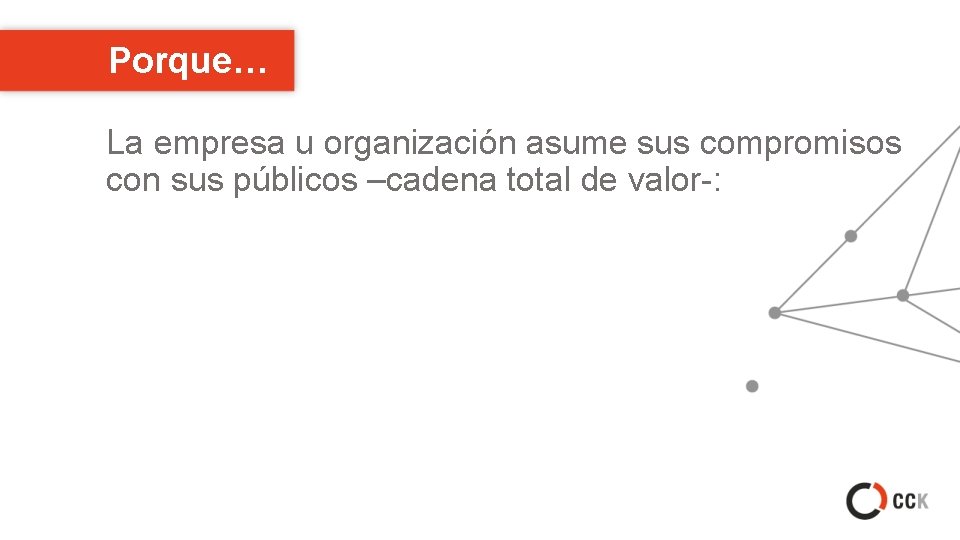 Porque… La empresa u organización asume sus compromisos con sus públicos –cadena total de