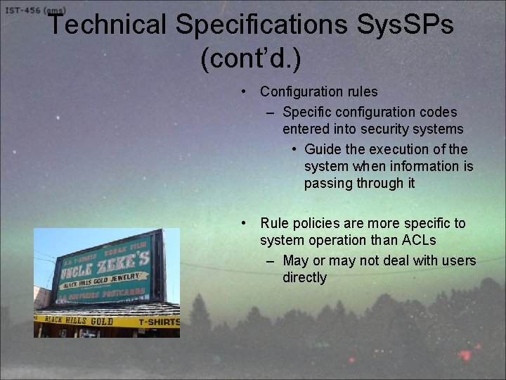 Technical Specifications Sys. SPs (cont’d. ) • Configuration rules – Specific configuration codes entered