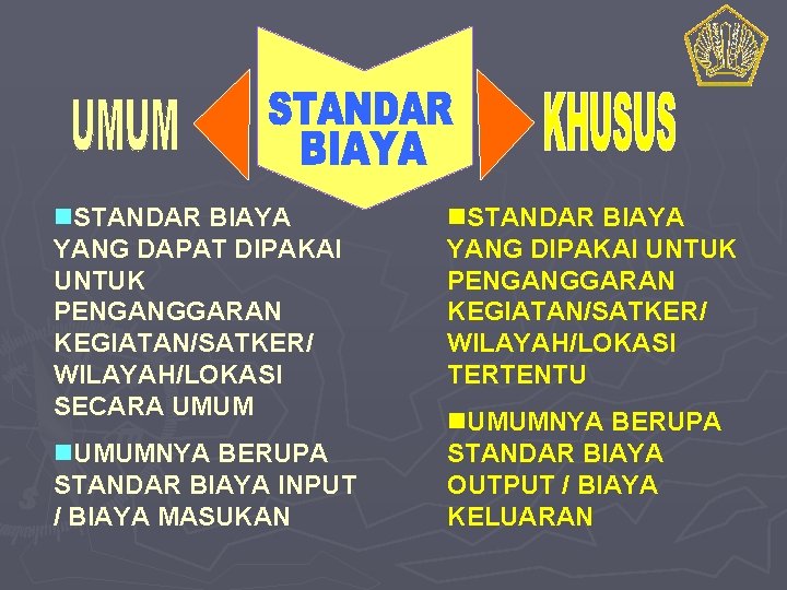 n. STANDAR BIAYA YANG DAPAT DIPAKAI UNTUK PENGANGGARAN KEGIATAN/SATKER/ WILAYAH/LOKASI SECARA UMUM n. UMUMNYA