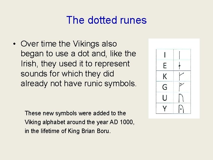 The dotted runes • Over time the Vikings also began to use a dot