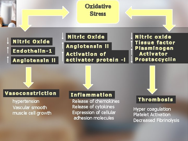 Oxidative Stress hypertension Vascular smooth muscle cell growth Release of chemokines Release of cytokines