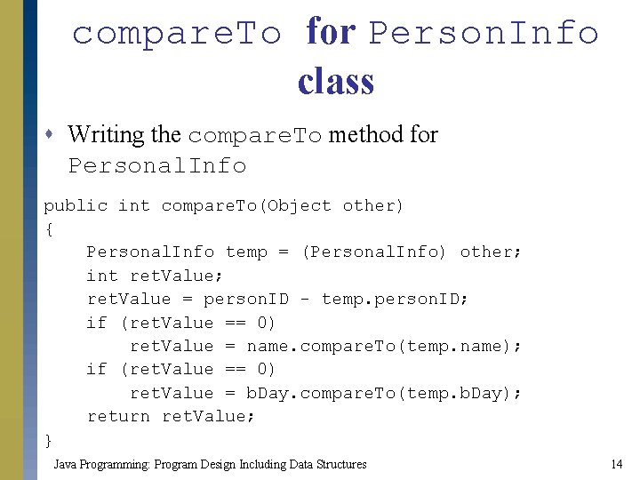 compare. To for Person. Info class s Writing the compare. To method for Personal. compare. To for Person. Info class s Writing the compare. To method for Personal.