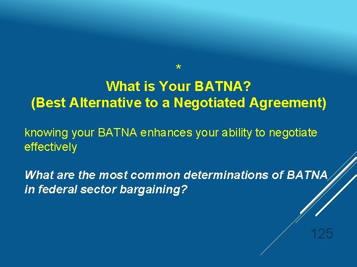 * What is Your BATNA? (Best Alternative to a Negotiated Agreement) knowing your BATNA