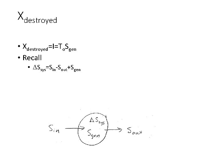 Xdestroyed • Xdestroyed=I=To. Sgen • Recall • DSsys=Sin-Sout+Sgen 