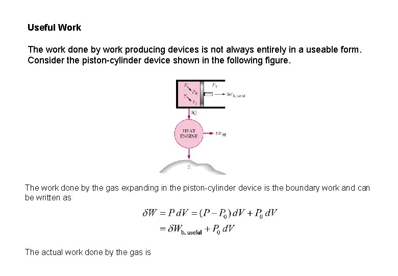 Useful Work The work done by work producing devices is not always entirely in