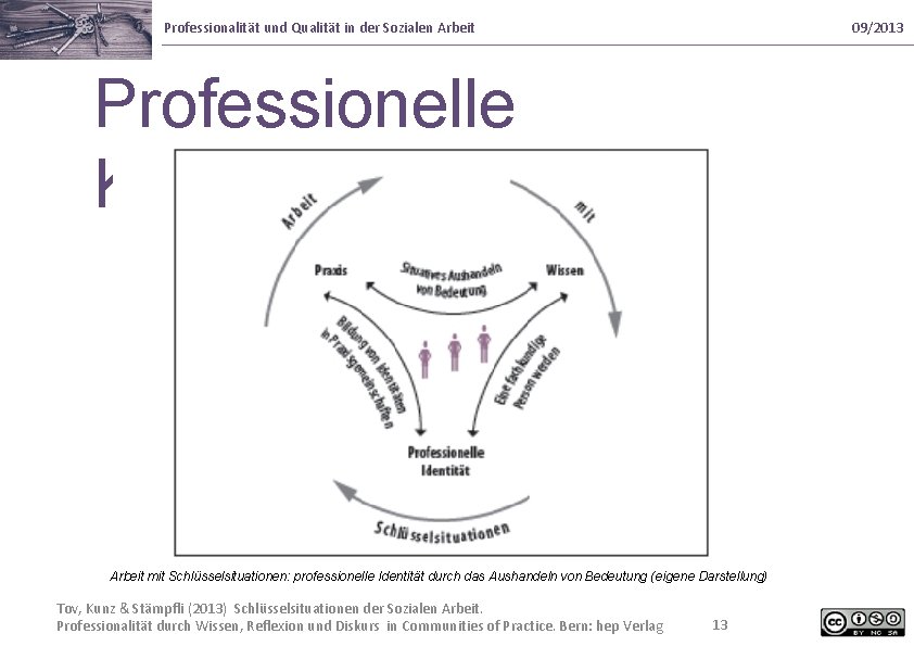 Professionalität und Qualität in der Sozialen Arbeit 09/2013 Professionelle Kompetenz 4 Arbeit mit Schlüsselsituationen: