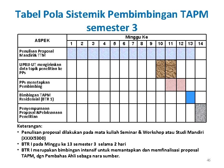 Tabel Pola Sistemik Pembimbingan TAPM semester 3 ASPEK 1 2 3 4 5 Minggu