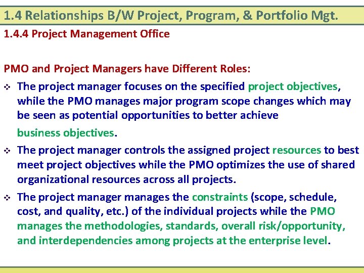 1. 4 Relationships B/W Project, Program, & Portfolio Mgt. 1. 4. 4 Project Management 1. 4 Relationships B/W Project, Program, & Portfolio Mgt. 1. 4. 4 Project Management