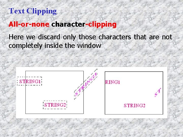 Text Clipping All-or-none character-clipping Here we discard only those characters that are not completely