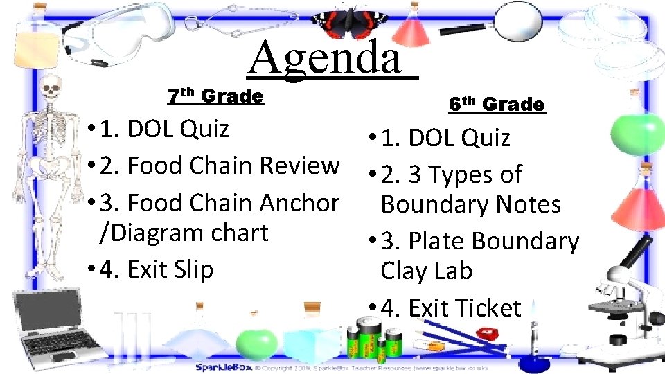 Agenda 7 th Grade 6 th Grade • 1. DOL Quiz • 2. Food