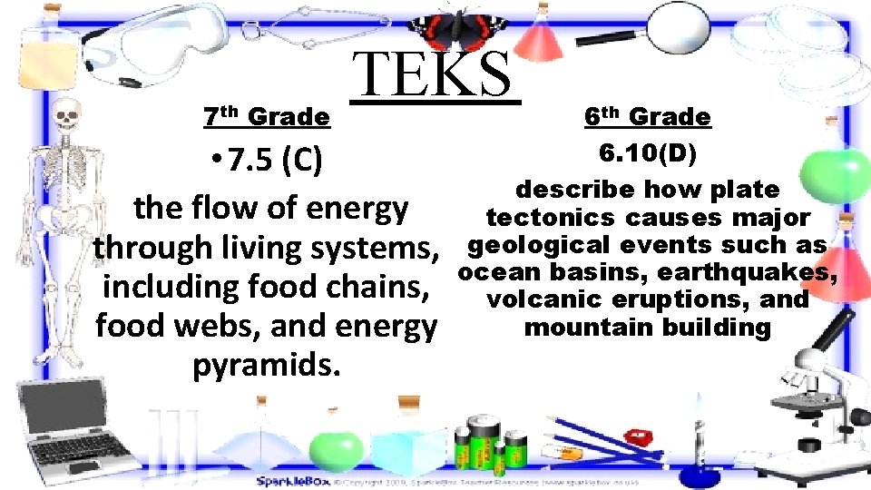 7 th Grade TEKS • 7. 5 (C) the flow of energy through living