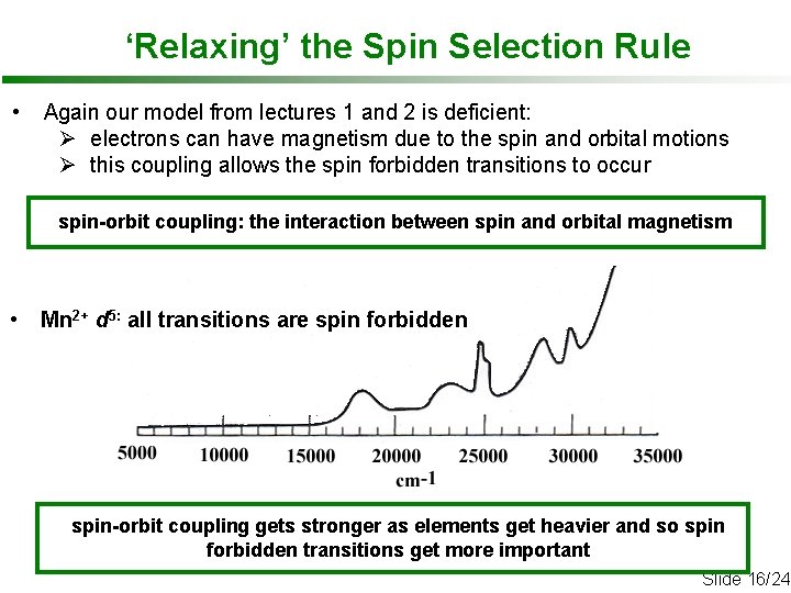 ‘Relaxing’ the Spin Selection Rule • Again our model from lectures 1 and 2