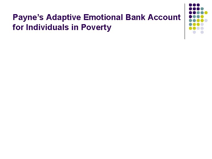 Payne’s Adaptive Emotional Bank Account for Individuals in Poverty 