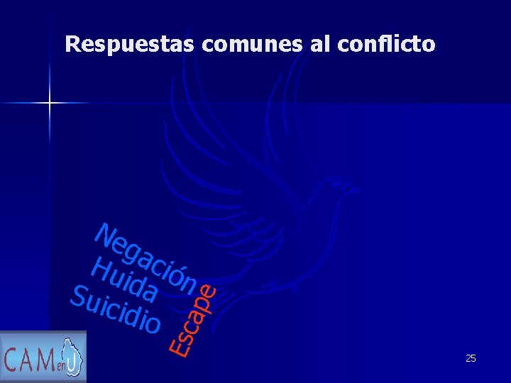 Respuestas comunes al conflicto ape Esc Ne ga Hu ció ida n Suic idio