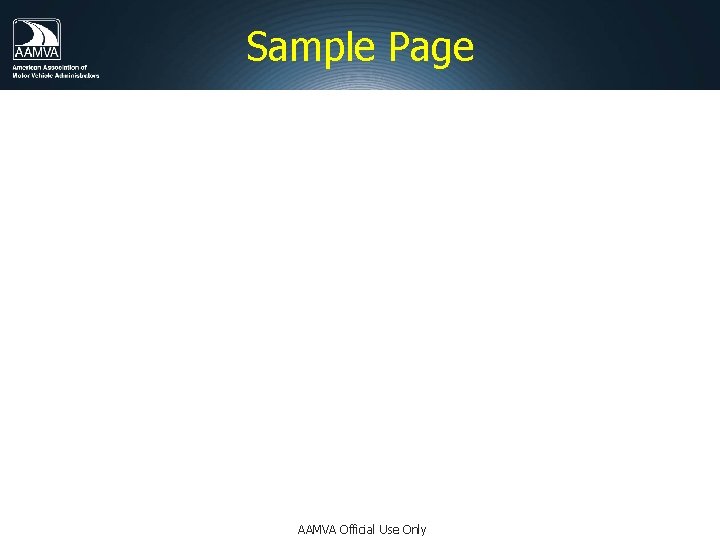 Sample Page AAMVA Official Use Only 