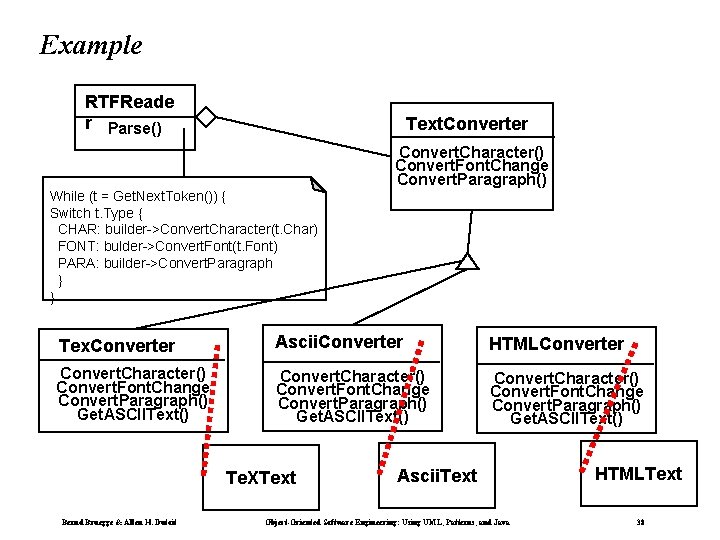 Example RTFReade r Parse() Text. Converter While (t = Get. Next. Token()) { Switch