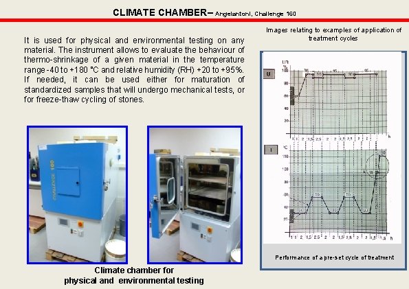 CLIMATE CHAMBER– Angelantoni, Challenge 160 It is used for physical and environmental testing on