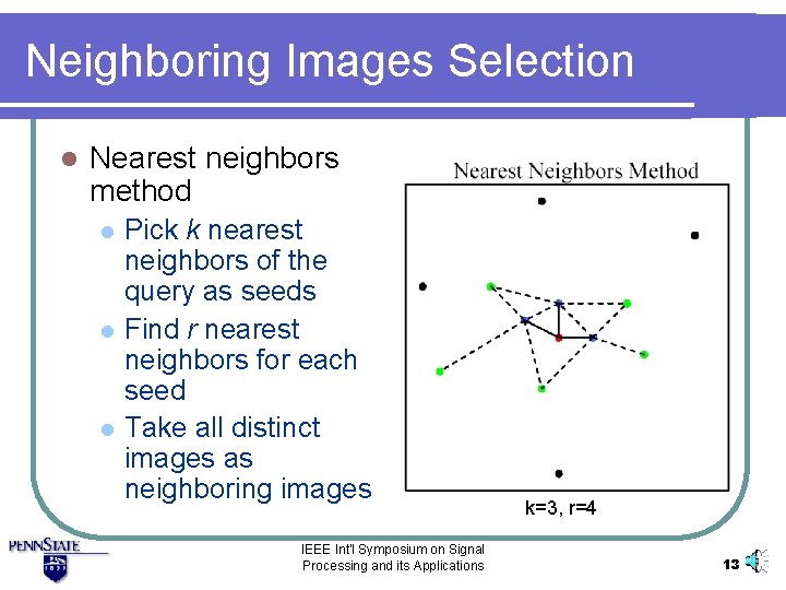 Neighboring Images Selection l Nearest neighbors method l l l Pick k nearest neighbors