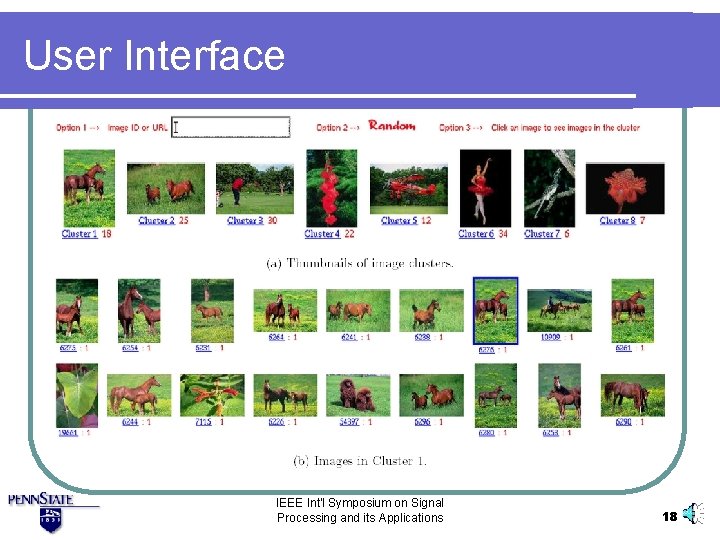 User Interface IEEE Int'l Symposium on Signal Processing and its Applications 18 