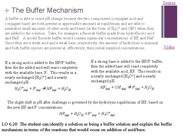 Source + The Buffer Mechanism A buffer is able to resist p. H change