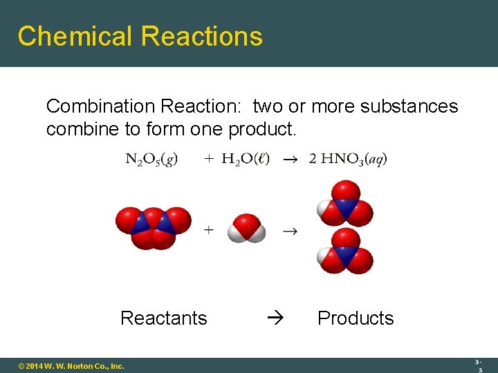 Chemical Reactions Combination Reaction: two or more substances combine to form one product. Reactants