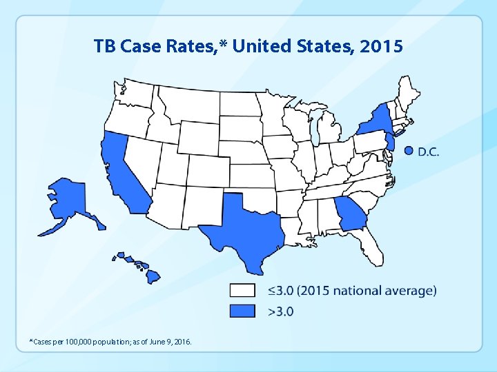 TB Case Rates, * United States, 2015 *Cases per 100, 000 population; as of