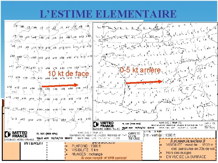 L’ESTIME ELEMENTAIRE V. CHOIX DE L’ALTITUDE Météo : - il faut voir les repères