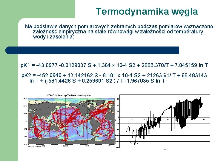 Termodynamika węgla Na podstawie danych pomiarowych zebranych podczas pomiarów wyznaczono zależność empiryczna na stałe