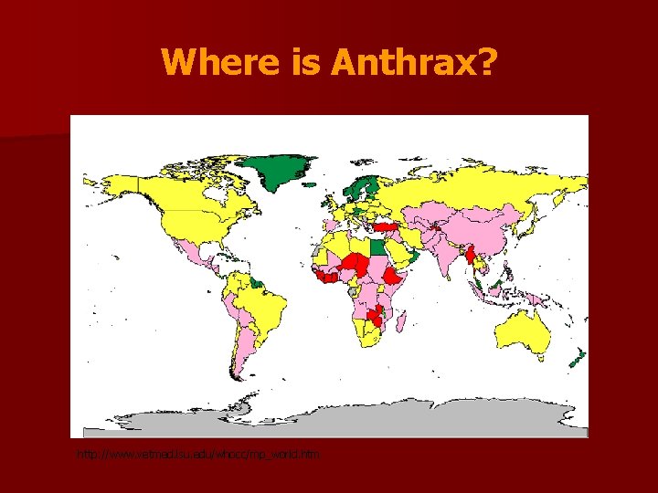 Where is Anthrax? http: //www. vetmed. lsu. edu/whocc/mp_world. htm 