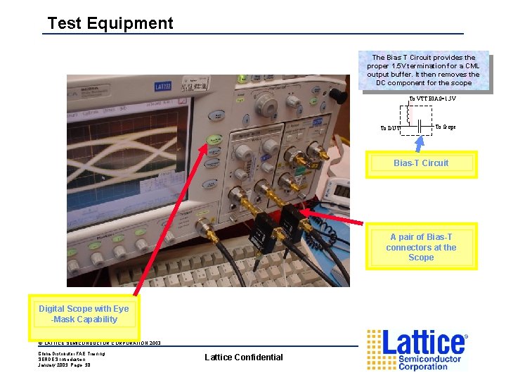 Test Equipment The Bias T Circuit provides the proper 1. 5 V termination for