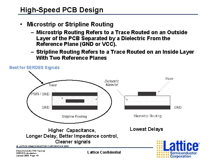 High-Speed PCB Design • Microstrip or Stripline Routing – Microstrip Routing Refers to a