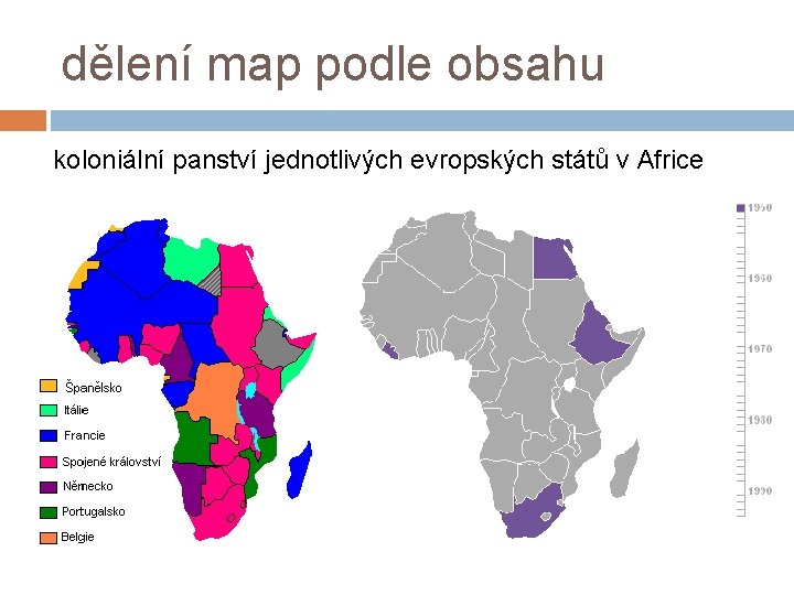 dělení map podle obsahu koloniální panství jednotlivých evropských států v Africe 