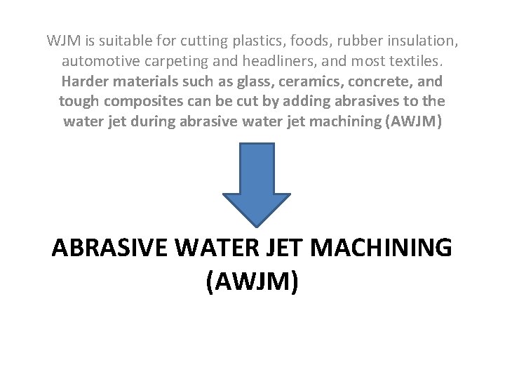 WJM is suitable for cutting plastics, foods, rubber insulation, automotive carpeting and headliners, and