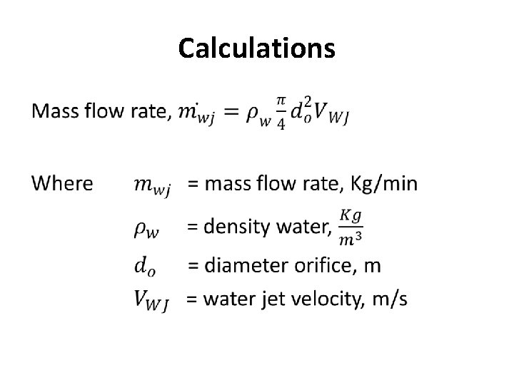 Calculations •  Calculations •