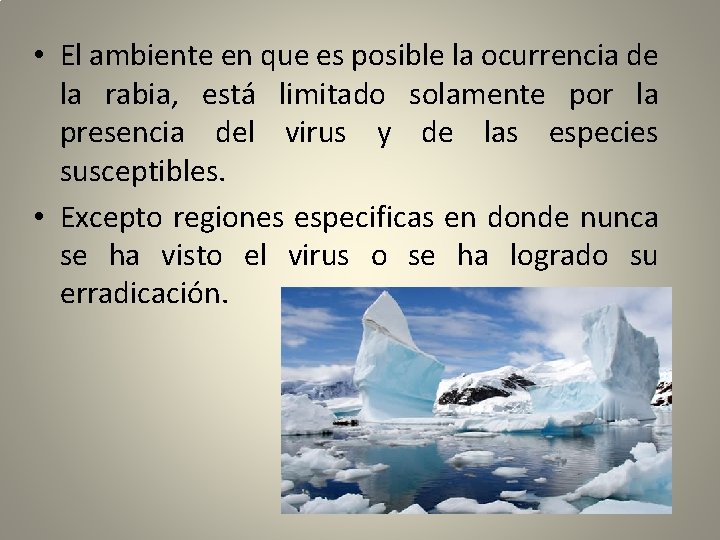  • El ambiente en que es posible la ocurrencia de la rabia, está