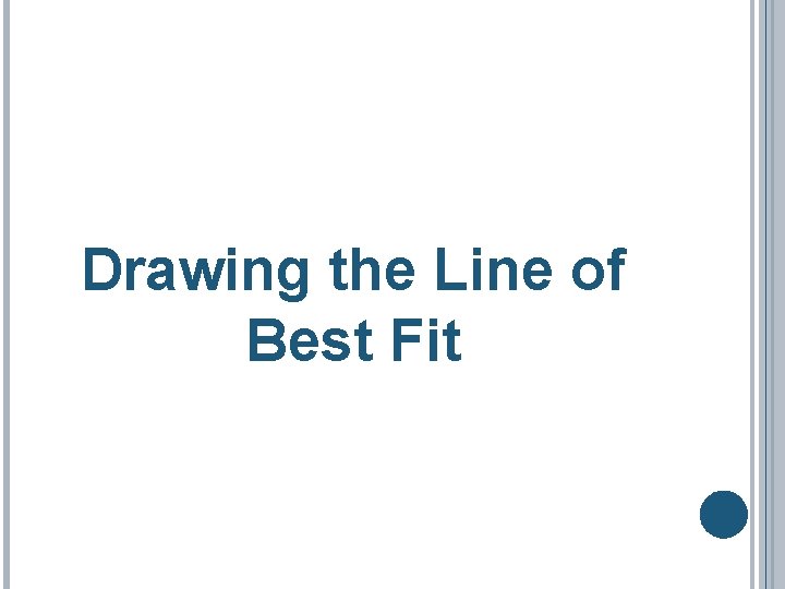 Drawing the Line of Best Fit 