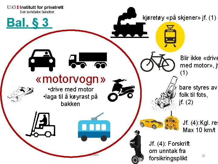 kjøretøy «på skjener» jf. (1) Bal. § 3 «motorvogn» • drive med motor •