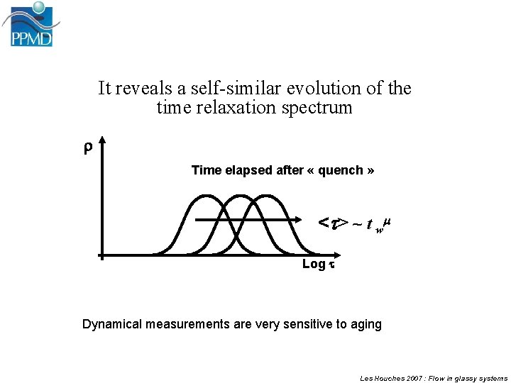 It reveals a self-similar evolution of the time relaxation spectrum r Time elapsed after