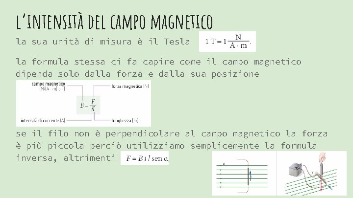 l’intensità del campo magnetico la sua unità di misura è il Tesla la formula