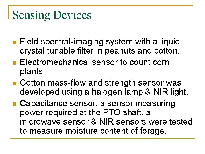 Sensing Devices n n Field spectral-imaging system with a liquid crystal tunable filter in