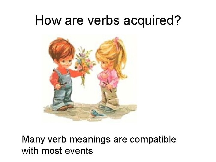How are verbs acquired? Many verb meanings are compatible with most events 
