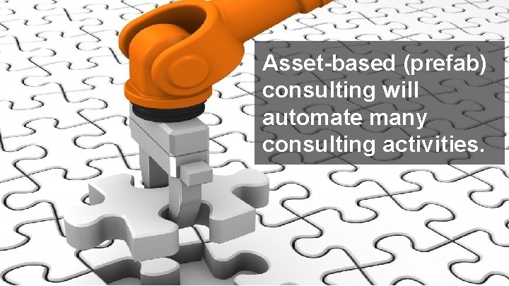 Asset-based (prefab) consulting will automate many consulting activities. 